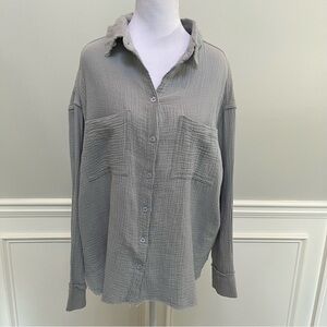 KLd Made in USA 🇺🇸 Blue/Gray Gauze Button Down M